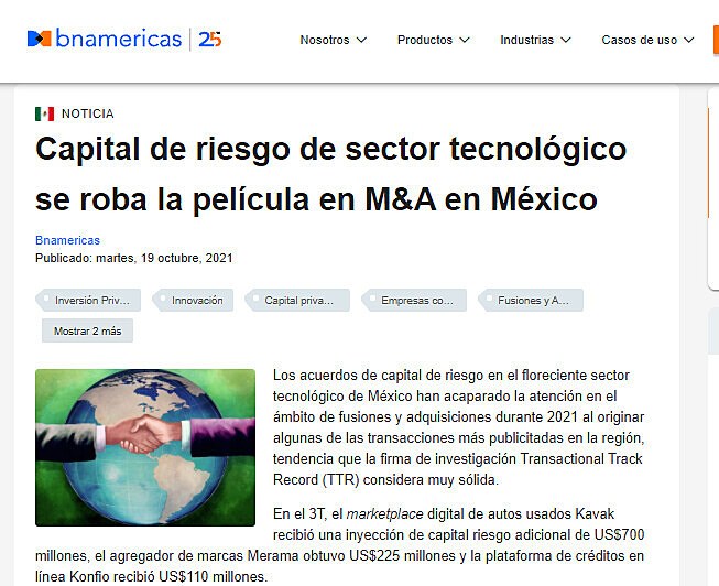 Capital de riesgo de sector tecnolgico se roba la pelcula en M&A en Mxico